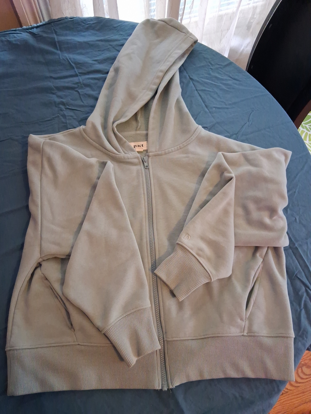Pact Light Sage Green Zip-Up Bomber Hoodie